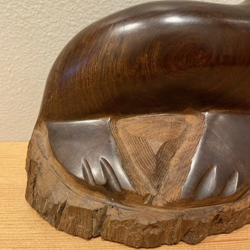 Wood Carved Seal 8" X 10" X 6" Dark Wood Unsigned Heavy - Picture 4 of 10